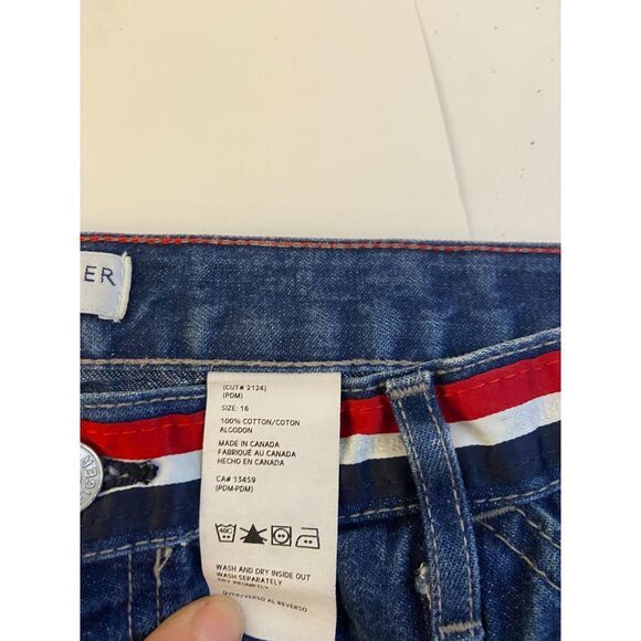 Y2K Tommy Hilfiger Flag Carpenter Jeans Denim size 16 unisex Wide Leg 90's - Picture 6 of 8